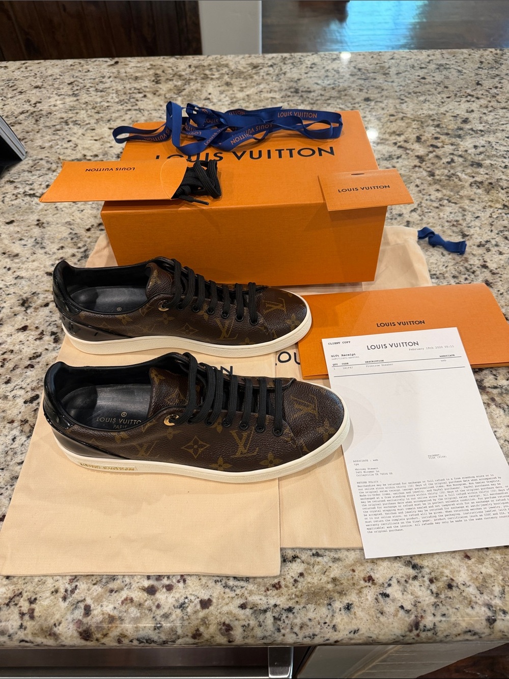 Louis Vuitton Brown Monogram Low-Top Sneakers with Black Trim